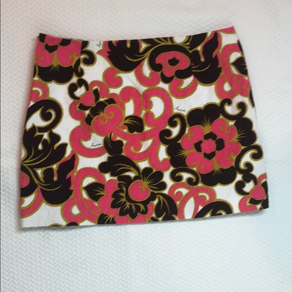 Milly Miniskirt Pink Brown White Baroque Embossed - Picture 5 of 6